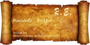 Racskó Erika névjegykártya